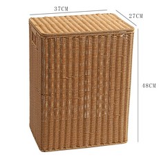 藤編帶蓋臟衣籃收納筐, 1個, 淺色37*27*48CM翻蓋