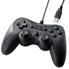 에레코무 유선 게임패드 Xinput PS형 배치 연사 스틱 모드 전환 경량 블랙 JC-GP20SBK, 1개