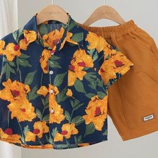 男孩短袖花襯衫 夏季透氣薄款寶寶潮流韓版