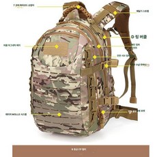 군용 등산 미군 백패킹 백팩 전술 배낭 밀리터리 가방, 스타일 B CP 카모플라주, 1L