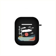 貓咪夕陽設計AirPods保護殼，輕巧便攜防刮耐磨，獨特風格, 黑色, 1個, AirPods Pro