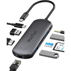 HooToo UC011 Type-C 集線器，支援100W PD充電，配備HDMI接口，多功能USB Hub, uc011鈦灰 贈麂皮防塵袋, 1個