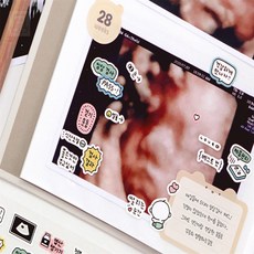 스토어-정유 코니테일 임신 주수 초음파 앨범 스티커 세트 아이코닉디자인스티커