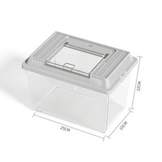 플라스틱 가정용 어항 사육장 소형 중형 손잡이 뚜껑 포함, 1개, 특대형 어항 그레이