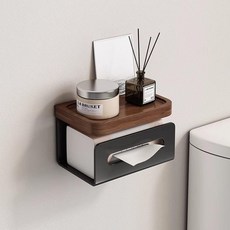 廁所置物架 衛生紙架 免打孔壁掛式 防水防鏽 多功能收納 紙巾盒 面紙架 浴室收納 創意設計 居家收納 浴室配, 1個, 活動特價,【簡約款】橡木/櫸木 捲紙架