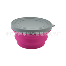 矽膠折疊碗，輕巧便攜，寵物外出用品, 玫紅色小號{350ml}