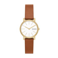 Skagen 여성용 Signatur 쿼츠 아날로그 스테인리스 스틸 및 가죽 시계 색상: 블루/로즈 골드(모델: SKW2838) 137632