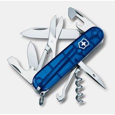 VICTORINOX 瑞士維氏 Climber 14用91mm攀登者功能瑞士刀 瑞士製造-透明藍, 1個