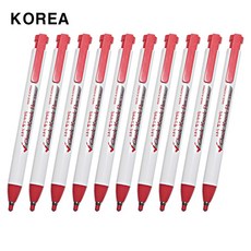 코리아 노크식 샤프식 빨간펜 채점펜 색연필 3.8mm, 10개, 화이트