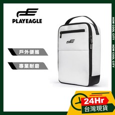 台灣24小時出貨 PlayEagle 美式經典 專業耐磨雙拉鏈透氣高爾夫球手提鞋袋, 黑色, 1個