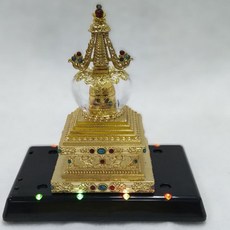 盛硯莊 萬有能量LED七彩太陽能轉經塔 附10首咒語歌, 金色