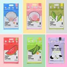 Michu Tofu 고양이 모래 천연 덩어리 두부 모래 빠르게 뭉치고 쉽게 뜰 수 있는 2.5kg(5.5파운드)/2.5kg(88온스) 5가지 향 - 무지개 콤보 6팩, 6 Pack, 레인보우 콤보