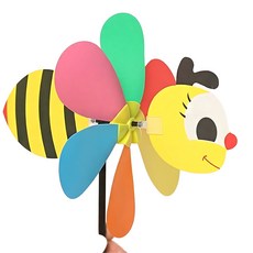 어린이집 미술활동 꽃벌도안 바람개비 조립키트/ 방과후돌봄 만들기키트 바람개비만들기재료, 5개, 혼합색상