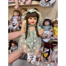 55cm 실물 같은 다시 태어난 인형 소프트 바디 실리콘 비닐 긴 머리, DD037302