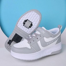 휠리스운동화 바퀴달린신발 충전 롤러스케이트 롤러슈즈, 1개, 01 그레이 더블 휠