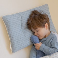 바미블랑 아기 반전매력 낮은 베개 신생아 유아 순면베개, 블루