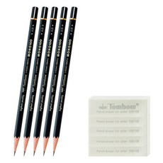 톰보 모노100 연필+화방 지우개, (모노100 5개+화방 5개), 1세트, 4B