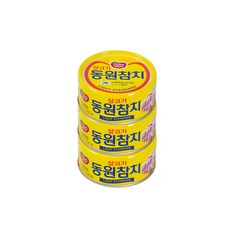 동원 라이트 스탠다드 참치, 3개, 100g