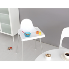 아기 식탁의자 유아용 밥먹는 의자 간편 세척 이유식 준비물 트레이 세트, 플랫형 레드