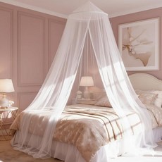 LMCHTTY Mosquito Net Bed Canopy for Girls Princess Curtains from Ceiling Dome White Décor Baby Cr