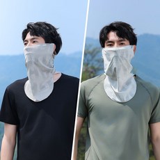 冰感防曬圍脖套：男士女士通用，遮陽薄款，防紫外線護頸面罩, 【錦綸字母-面罩】杏色+白色, 1個