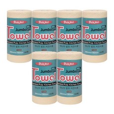 개별포장 3겹 점보사이즈 뱀부 키친타올 140매 x5롤+1롤 100% 대나무펄프, 6개, 140매입