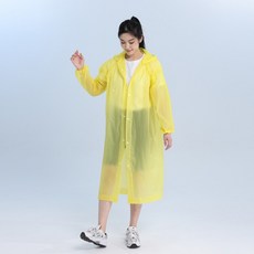 남녀공용 EVA 다회용 우비 레인코트 캠핑 우의 옐로우, 1개