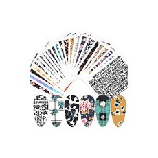 25매입 네일 아트 스티커 붙이는 물 데칼 수전사 스티커 붙이는 꽃 추상 예술 스타일 여성 소녀 어린이용 초박형 어린이 네일 스티커 귀여워 업무용 및 캐주얼 네일 장식용