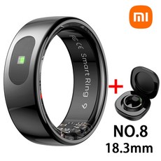 스마트 링 블루투스 건강 모니터 산소 수면 체온 제스처 제어 방수 스포츠, Bla size 8, 1개