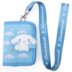 시나모롤 큐티 표정패턴 2단 목걸이지갑 찍찍이지갑