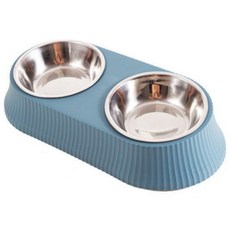 펫트너스 반려동물 스테인레스 식기 2구, 블루, 1개