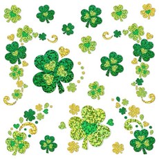 성 패트릭의 날 페이스 스티커 글리터 토끼풀 얼굴 보석 클로버 바디 아일랜드 파티 선물 퍼레이드 액세서리 의 장식 2장 (젬2)