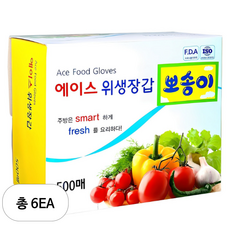에이스 뽀송이 위생장갑, 500개입, 6개