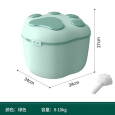 威哥寵物 大容量寵物飼料桶，附量杯，貓砂桶/米桶/寵物零食桶，飼料食物密封罐, 1個, 綠色(超取限1個)