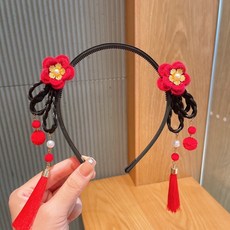 萱寶媽咪baby童裝館 新年兒童假髮流蘇髮箍，聖誕節髮箍 生日派對髮箍 女童新年花朵蝴蝶結毛球髮箍，過年 女童頭飾 髮飾 造型髮箍四季
