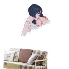 패브릭포스터 커플 일러스트 세로 벽걸이 패브릭 장식 똑템, 1개