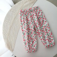 潔白 兒童碎花夏日防曬褲 防蚊褲 印花沙灘褲