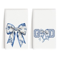 ASDFKVFR 크리스찬 키친 타월 여성용 기독교 선물 홈 데코 성경 구절 종교 주방 생일 집들이 선물 재사용 가능한 와플 핸드 가정 욕실 장식용 2개 세트 252800