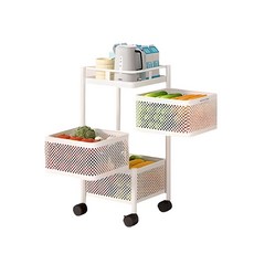 Market Plan 移動式推車 多層收納 旋轉置物架 28x59cm 3層, 白色