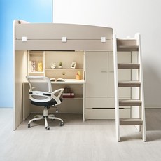 [매트업그레이드행사][에보니아] 허밍 슈퍼싱글 벙커침대 프레임 사다리형 (책상/책장/옷장 조합형), 1 매트제외 기본형 가드(화이트)