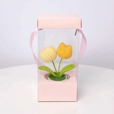 손뜨개꽃길의 뜨개질 꽃 화분 꽃다발 인테리어소품 방꾸미기 집들이선물행운이네니트 카네이션 플라워, 1개, 오렌지색