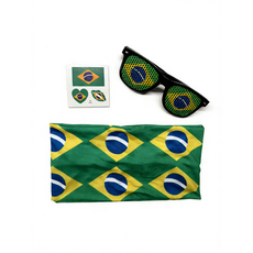월드컵 국가축구팀 응원 태극기안경 스티커 헤어밴드 세트, 1개, 브라질