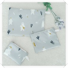 클린유니폼 예쁜 다용도 어린이집 약 식판 도시락 화장품 캠핑 생리대 방수 파우치 28종, 그레이 백곰