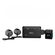 MUFU M4 黑盒子【贈128G 車牌架】機車行車紀錄器 前後2K SONY感光 GPS測速提醒, 黑色