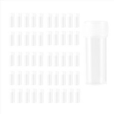 50피스 플라스틱 샘플 병 5ml 테스트 튜브 실험실 소형 바이알 보관 용기 + 뚜껑, 1개, 1ml