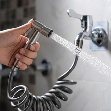 욕실스프레이건 욕실청소건 스텐건 베란다호스분사기 세트 2M, 실버, 1개