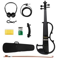 전기 바이올린 4/4 풀 사이즈 사일런트 세트 초보자를위한 솔리드 메이플 메탈 전자 성인 연습 등급 시험, 1)style 1 black