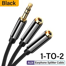 헤드폰 분배기 케이블 3.5mm 남성 2 여성 잭 연장 AUX 어댑터 전화 노트북 MP3 오디오, [01] 22cm, [02] Black