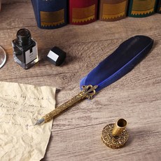 루아 퀼 구스 깃털 딥펜 세트 네이비 좋은필기감 켈리그라피 선물 만년펜