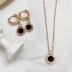 NOID-B 鋼製簡約羅馬數字設計配飾2件組 2色